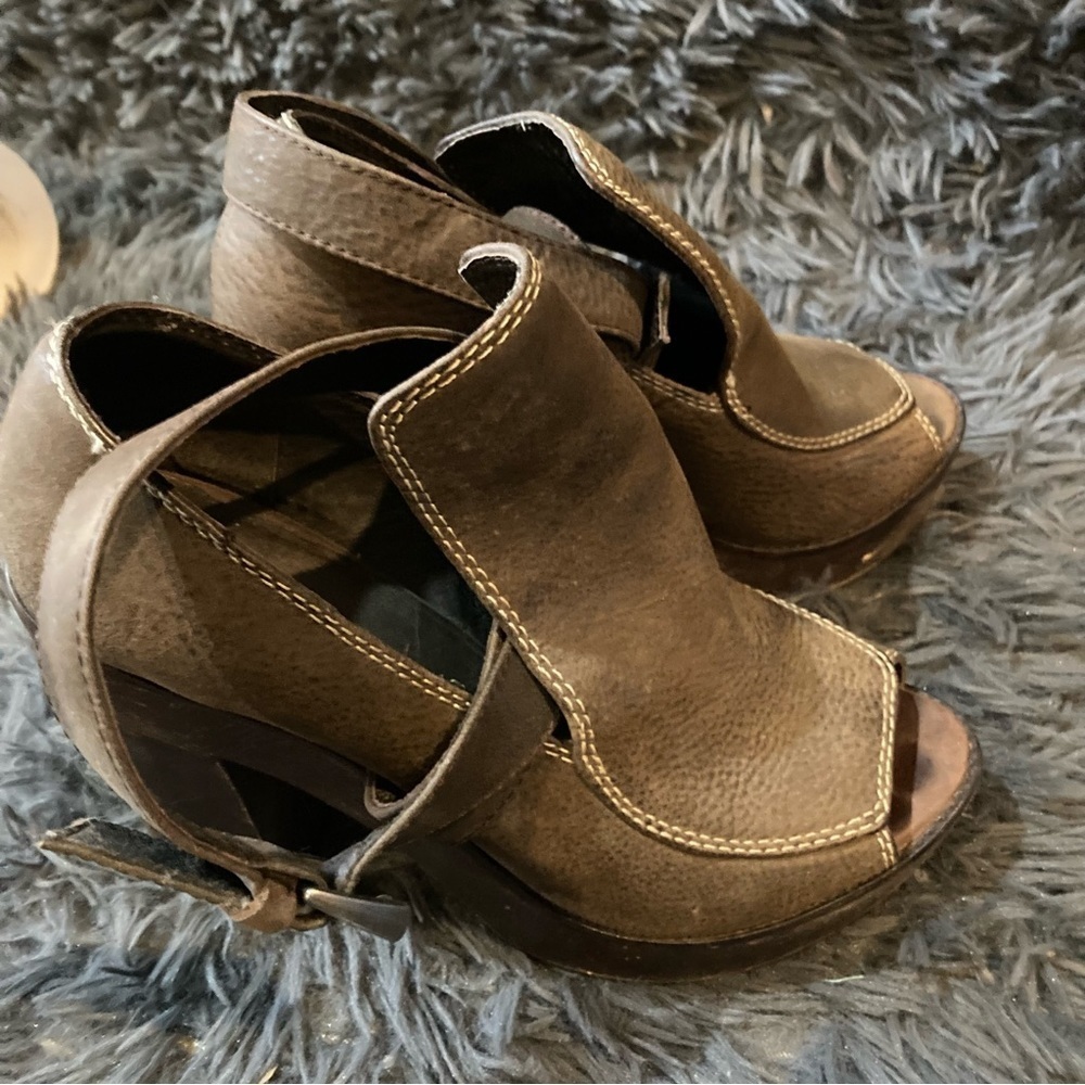 Ladies Joie Brown Heel Sandal with Wrap Around Ankle Strap